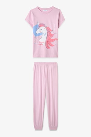 Açık Pembe Kız Çocuk Sleepycorn Pamuklu 2'li Pijama Takımı
