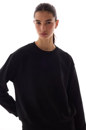 Siyah Oversize Aktif Uzun Kollu Sweatshirt