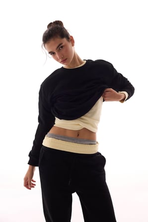 Siyah Oversize Aktif Uzun Kollu Sweatshirt