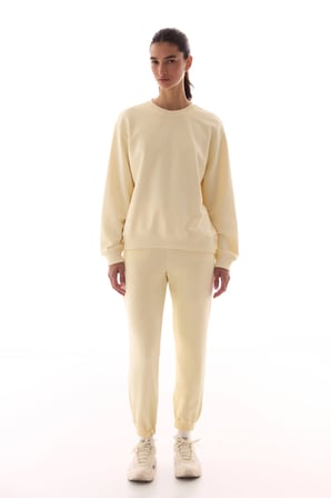 Ekru Oversize Aktif Uzun Kollu Sweatshirt
