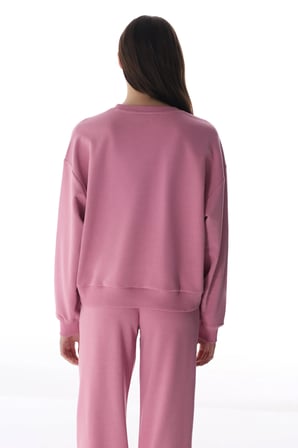 Gül Pembesi Dikiş Detaylı Aktif Uzun Kollu Sweatshirt