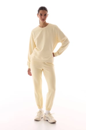 Ekru Yüksek Bel Aktif Jogger Pantolon