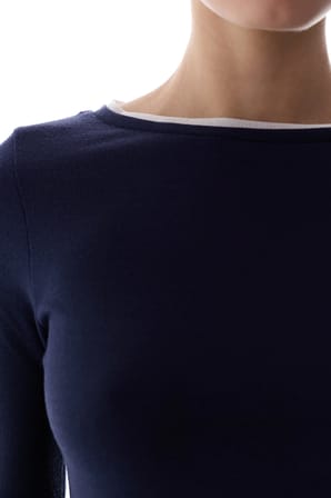 Lacivert Basic Layer Uzun Kollu Bluz