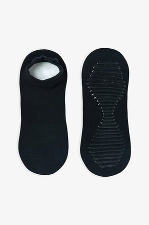 Siyah Beyaz Non Grip Sport  2li Patik Çorap