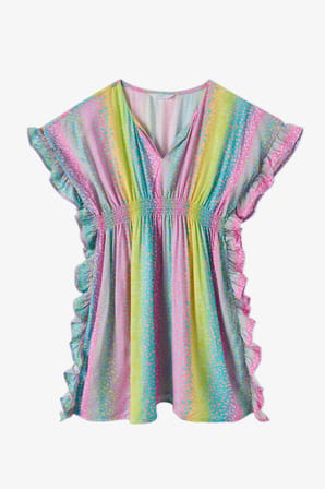 Kız Çocuk Energy Leopar Desenli Ponponlu Kaftan