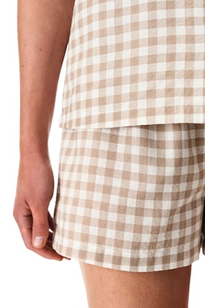 Latte Beige Gingham Gömlek Şortlu Pijama Takımı