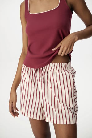 Bordo Sisterhood Pamuklu Şort Pijama Altı