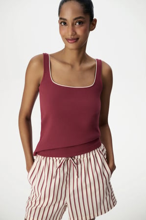 Bordo Sisterhood Pamuklu Şort Pijama Altı