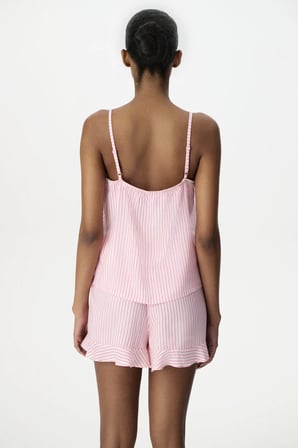 Pembe Çizgili Şort Pijama Takımı