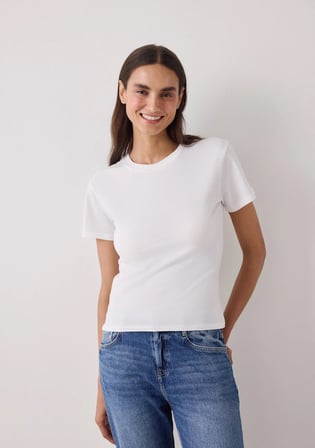 Kırık Beyaz Basic Slim Fit Tişört