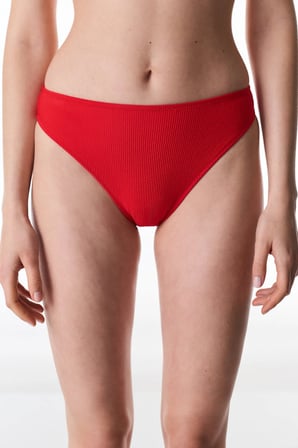 Kırmızı Astrid Dokulu Yüksek Bel Bikini Altı