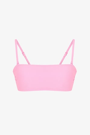 Açık Pembe Missa Straplez Dokulu Bikini Üstü
