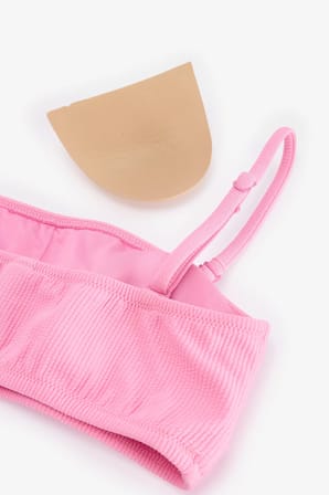 Açık Pembe Missa Straplez Dokulu Bikini Üstü