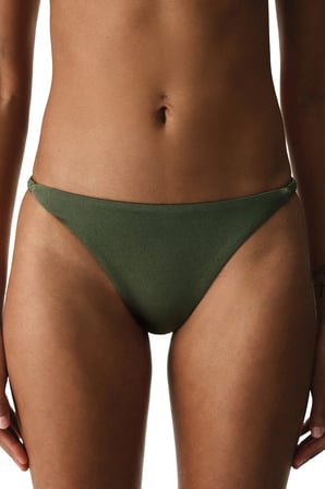 Zeytin Yesili Marcelina Side Simli Orta Bel Bikini Altı