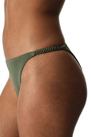 Zeytin Yesili Marcelina Side Simli Orta Bel Bikini Altı