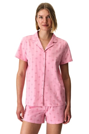 Pembe Pink Stardust Pamuklu Gömlek Şortlu Pijama Takımı