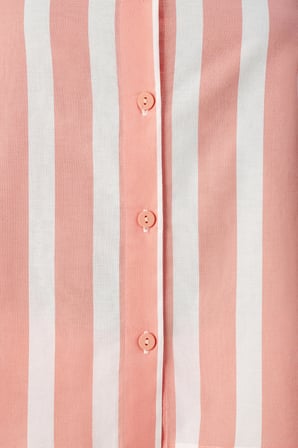 Pembe Cozy Club Çizgili Pamuklu Atlet Pijama Üstü