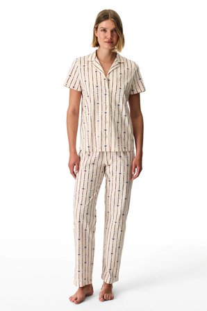 Renkli Floral Bliss Pamuklu Gömlek Pantolon Pijama Takımı