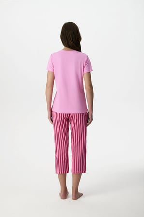 Pembe Ent Morning Pamuklu Kapri Pijama Takımı