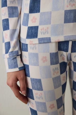 Çok Renkli Pink Garden Termal Etkili Pantolon Pijama Takımı