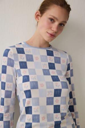 Çok Renkli Pink Garden Termal Etkili Pantolon Pijama Takımı