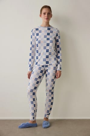 Çok Renkli Pink Garden Termal Etkili Pantolon Pijama Takımı