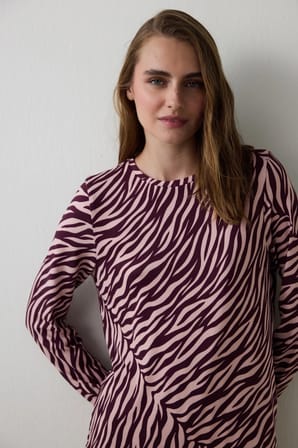 Çok Renkli Zebra Printed Termal Etkili Pantolon Pijama Takımı