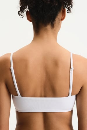 Beyaz Ava Straplez Dokulu Bikini Üstü