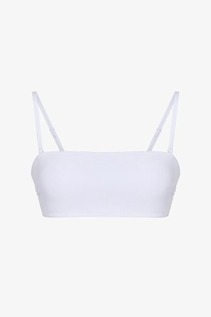 Beyaz Ava Straplez Bikini Üstü