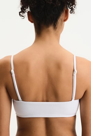 Beyaz Ava Straplez Dokulu Bikini Üstü