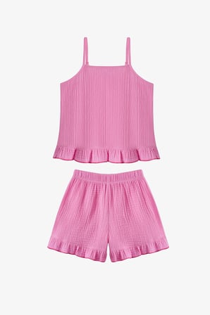 Kız Çocuk Pembe Pinky Fırfırlı Bikini Takımı