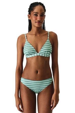 Maela Üçgen Fit Çizgili Dokulu Bikini Üstü