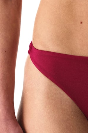 Bordo Evelyn Minimal Simli Orta Bel Bikini Altı