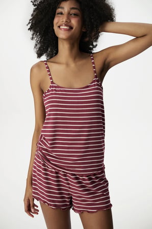 Bordo Sisterhood Maroon Şortlu Pijama Takımı