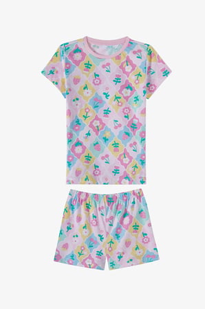 Açık Pembe Kız Çocuk Cherry,Berry Pamuklu 2'li Pijama Takımı
