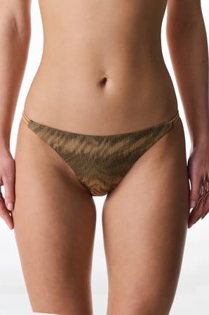 Destini Side Zebra Desenli Simli Orta Bel Bikini Altı