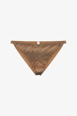 Destini Side Zebra Desenli Simli Orta Bel Bikini Altı