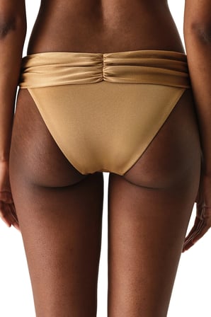 Bej Leas Büzgülü Simli Orta Bel Bikini Altı