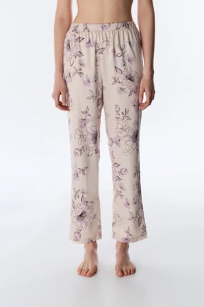 Pastel Bej Petal Saten Pantolon Pijama Altı