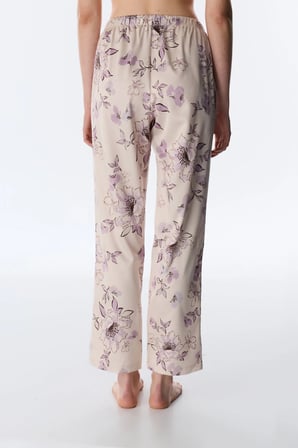 Pastel Bej Petal Saten Çiçekli Pijama Altı
