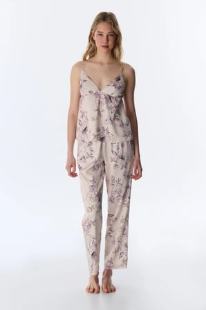Pastel Bej Petal Saten Pantolon Pijama Altı