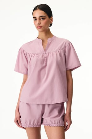 Pembe Petal Kısa Kollu Şort Pijama Takımı