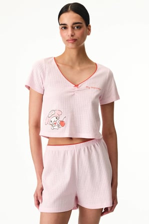 Pembe Lic My Melody Pamuklu Pointel Şortlu Pijama Takımı