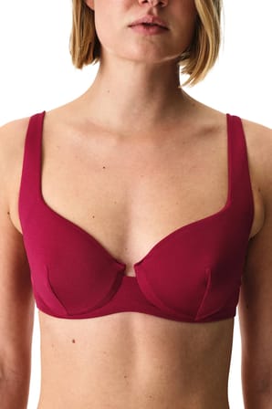 Bordo Evelyn Balen Simli Bikini Üstü