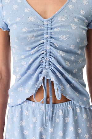 Mavi Coralie Pointel Pamuklu Şortlu Pijama Takımı