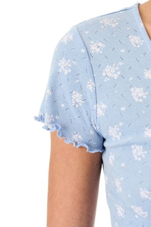Mavi Coralie Pointel Pamuklu Şortlu Pijama Takımı