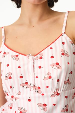 Pembe Melody Baskılı Şort Pijama Takımı