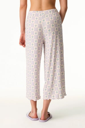 Lila Ella Desenli Kapri Pijama Altı