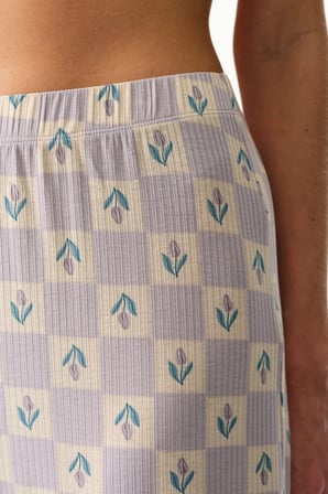 Lila Ella Desenli Kapri Pijama Altı