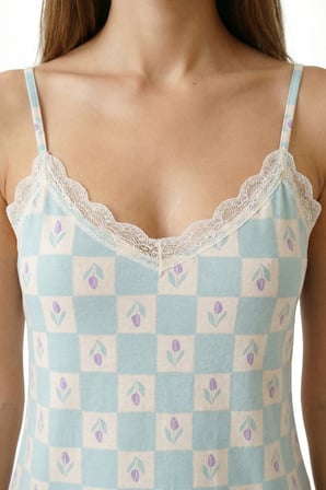 Açık Yeşil Serenity Floral Pamuklu Şortlu Pijama Takımı